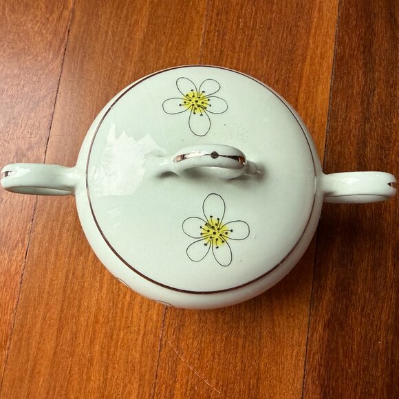 Vintage MCM China Nobility Permaware Atomic Daisies Floral Mist Cream & Sugar - Picture 4 of 11